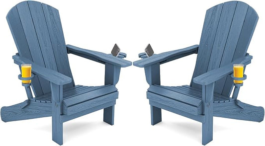 SERWALL Folding Adirondack Chair, HDPE Adirondack Chairs Set of 2, Plastic by SERWALL