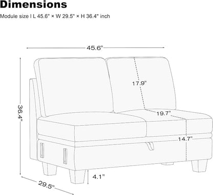 Belffin 45.6” Chenille Loveseat Module - Image 3