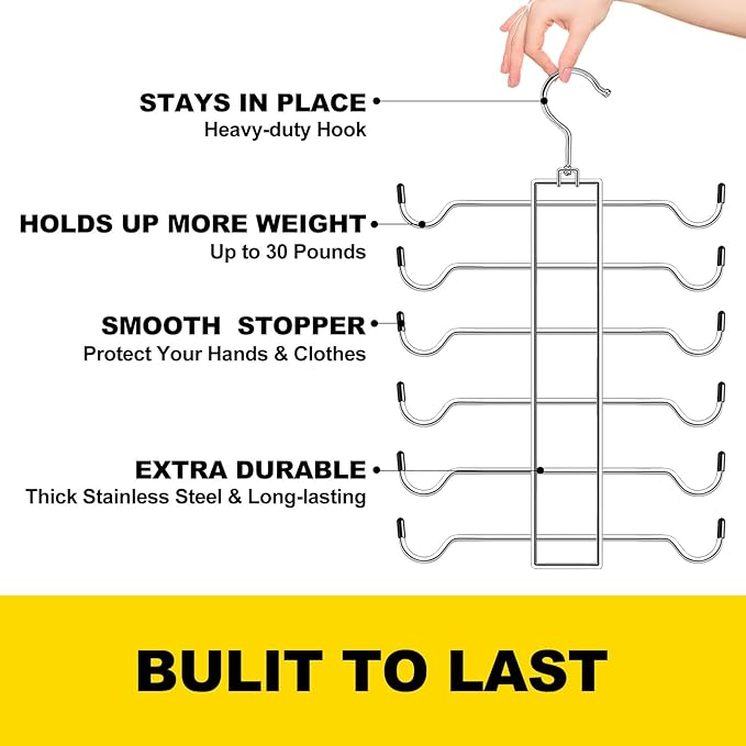 Closet Organizers and Storage, 6 Tier Tank Top Hanger, Dorm Room Essentials - Image 3