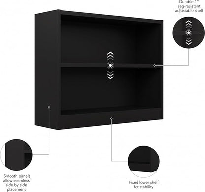 Bush Home Small 2 Shelf Bookcase, 2 Tier Bookshelf Storage Cabinet - Image 6