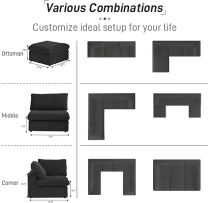 WJShome Cloud Modular Sectional Couch, 120.45" Convertible Couch - Image 7