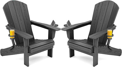 SERWALL Foldable Adirondack Chair Set of 2, HDPE Adirondack Chair by SERWALL