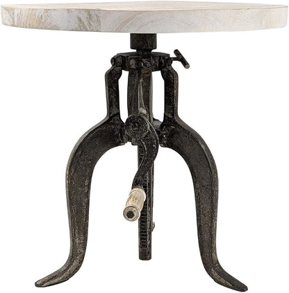 Carolina Chair & Table Adjustable Hand Crank 18" Wooden Top Rustic Side Table - Image 7