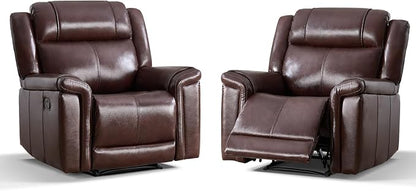 ANJ Premium Genuine Leather Manual Recliner Chair by ANJ