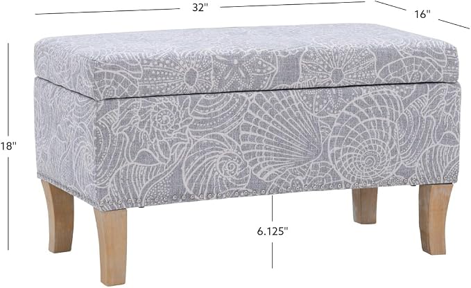 Linon Stone Upholstered Storage Stephanie Ottoman - Image 3