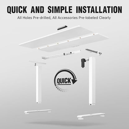 Veken 63x23.6 Inch Large Electric Standing Desk, Heights Adjustable, Sit to - Image 4