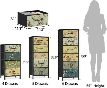 Furnulem Tall 6 Drawers Dresser, Vintage Storage Organizer Unit - Image 10