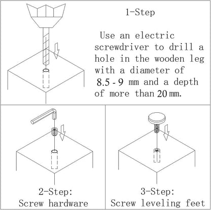 1/4" Thread Furniture/Table/Chair Feet Levelers Screw On - Image 3