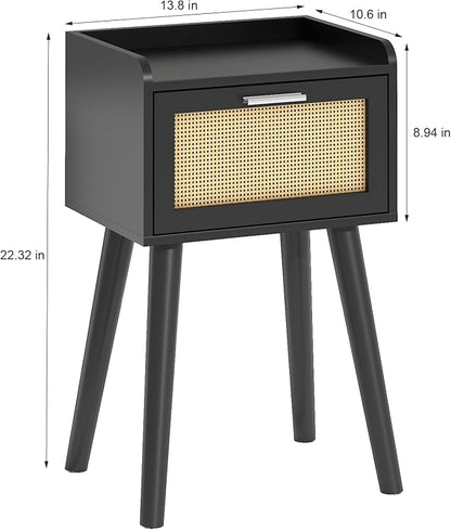 LAATOOREE Nightstand Set of 2, Small Black Bedside Table, End Table - Image 3