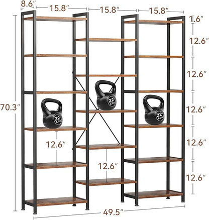 Casaottima Triple 6 Tier Bookshelf, Large Bookcase - Image 2