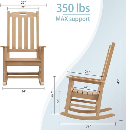 Psilvam Oversized Outdoor Rocking Chair Set of 2, Porch Rocker - Image 3