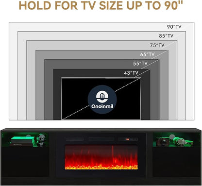 oneinmil 80” TV Stand with 36” Electric Fireplace, Large Modern Media - Image 5