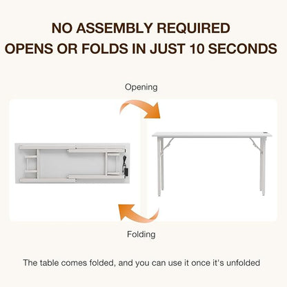TEMI Long Computer Desk Folding Table - Image 3