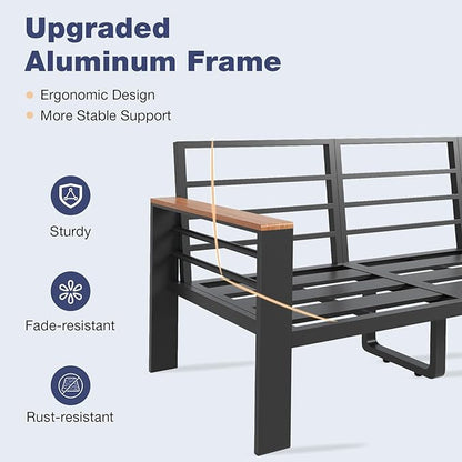 Aoxun Aluminum Patio Furniture Set 4 Seats, Oversized Outdoor Sectional - Image 5