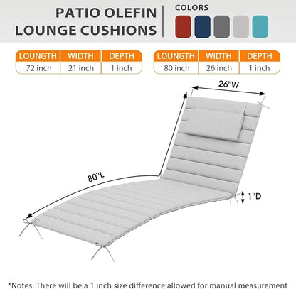 Sundale Outdoor Olefin Quilted Lounge Cushion Set of 4, Patio Foldable Chaise - Image 3