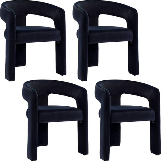 BESTANO Set of 4 Modern Velvet Fabric Upholstered Dining Chairs by BESTANO