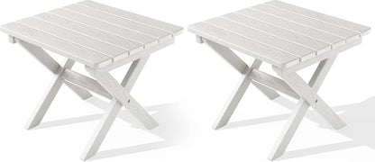 SERWALL Folding Outdoor Side Table Set of 2, Portable Adirondack Side Table by SERWALL