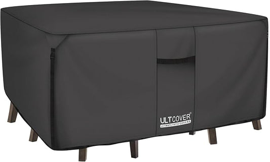 ULTCOVER 600D Tough Canvas Heavy Duty Square Patio Table and Chairs Cover by ULTCOVER