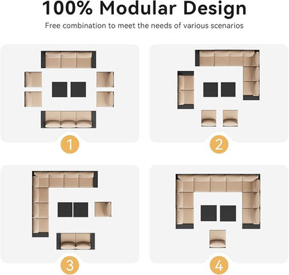 Aoxun Patio Furniture Set, Widen Armrests Wicker Outdoor Sectional - Image 9