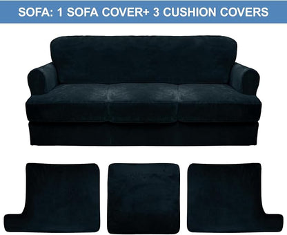 CUCRAF Cushion Sofa Cover 4 Piece Slipcovers, Soft Thick Velvet Couch Cover - Image 5