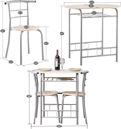 VINGLI 3 Piece Dining Set, Small Kitchen Table Set - Image 7