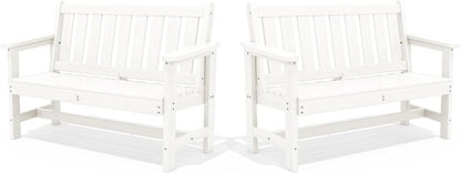 SERWALL Outdoor Bench, HDPE Outdoor Benches Weatherproof, 2-Person Garden Bench by SERWALL