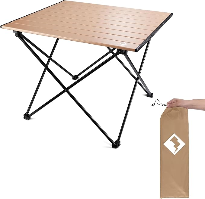 VILLEY Portable Camping Side Table, Ultralight Aluminum Folding Beach Table by VILLEY