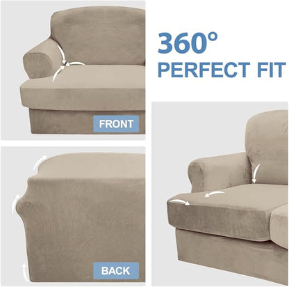 CUCRAF T Cushion Sofa Cover 3 Piece Loveseat Slipcovers, Soft Thick Velvet - Image 6