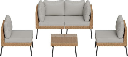 Aoxun Patio Furniture Set, 5 Piece Outdoor Sectional Sofas - Image 9