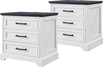 ACCOHOHO Farmhouse Nightstands Set of 2, 22 Inch Wide End Table by ACCOHOHO