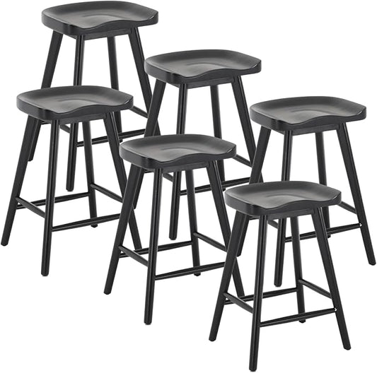 LukeAlon 24.25" Classic Counter Height Wood Barstools Set of 6 Wooden Ergonomic by LukeAlon