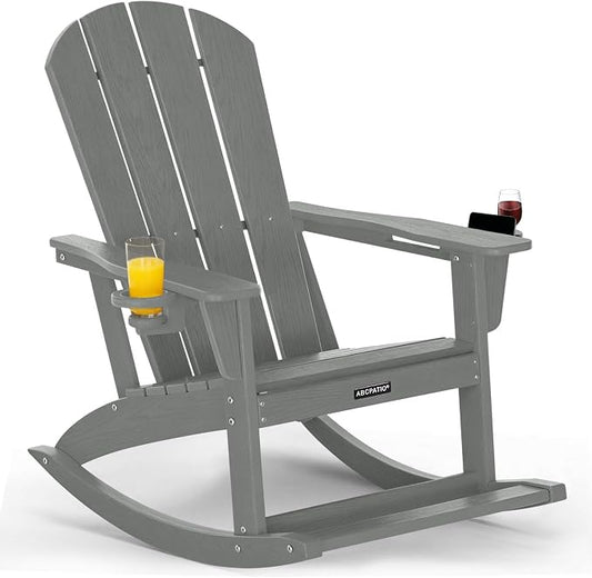 Outdoor Oversized Adirondack Rocking Chairs, All Weather HDPE Patio Rocking by ABCPATIO