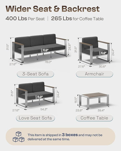 Outdoor Aluminum Loveseat, Modern Patio Patio Furniture - Image 7