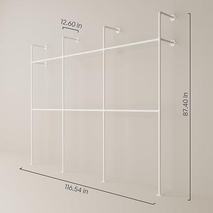 pamo Industrial Pipe Clothing Rack White Metal - Image 2