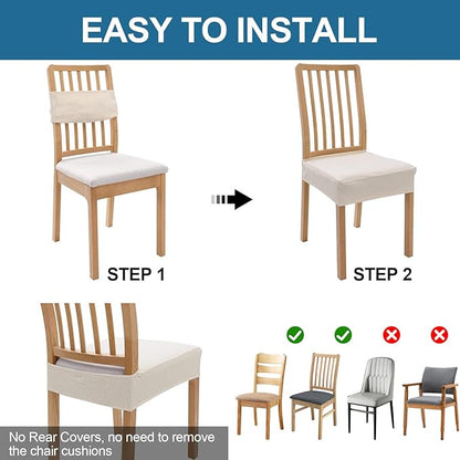 Smiry Waterproof Seat Covers for Dining Room Chairs Set of 6, Stretch Jacquard - Image 5