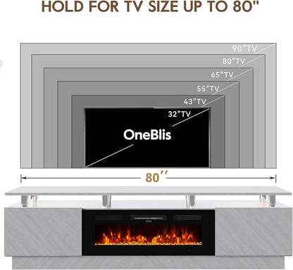 80" TV Stand & Entertainment Center, Media Console - Image 7