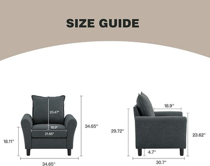 Mid-Century Accent Chair, Modern Linen Fabric Armchair - Image 2