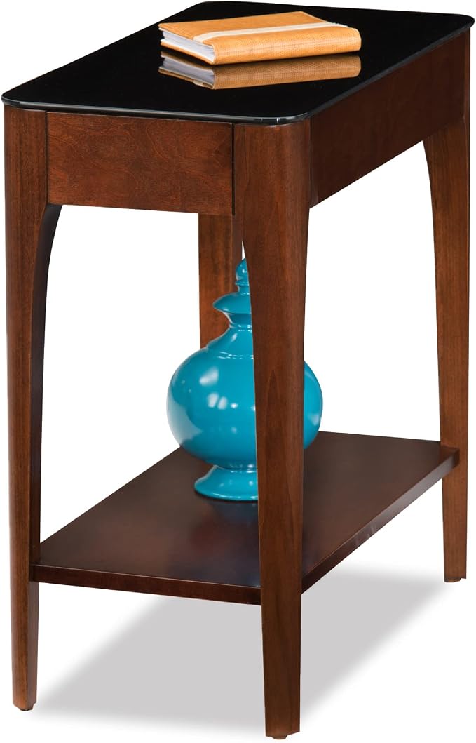 Leick Home 11105 Obsidian Glass Top Narrow Side Table by LeickFurniture