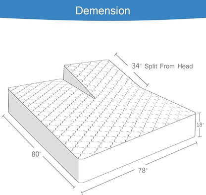 Split Top King Mattress Pad Waterproof Protector, Quilted Mattress Cover Fitted - Image 2