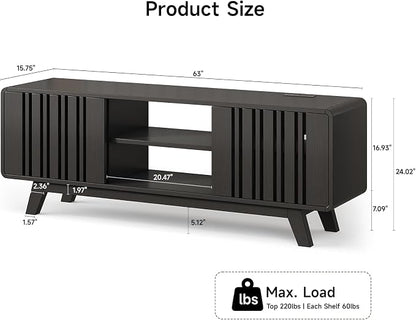 ONBRILL 63-Inch TV Stand for TVs up to 75 Inch, Mid-Century Modern Television - Image 2