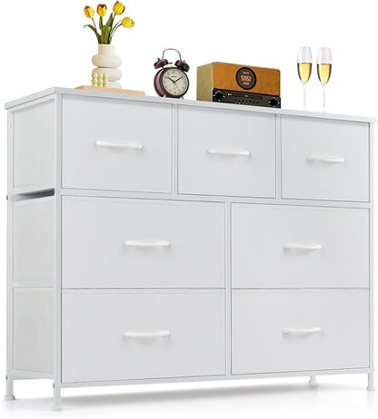 7-Drawer Dresser for Bedroom, Anti-Tip Wide Storage Organizer Fabric Chest of by SageNest