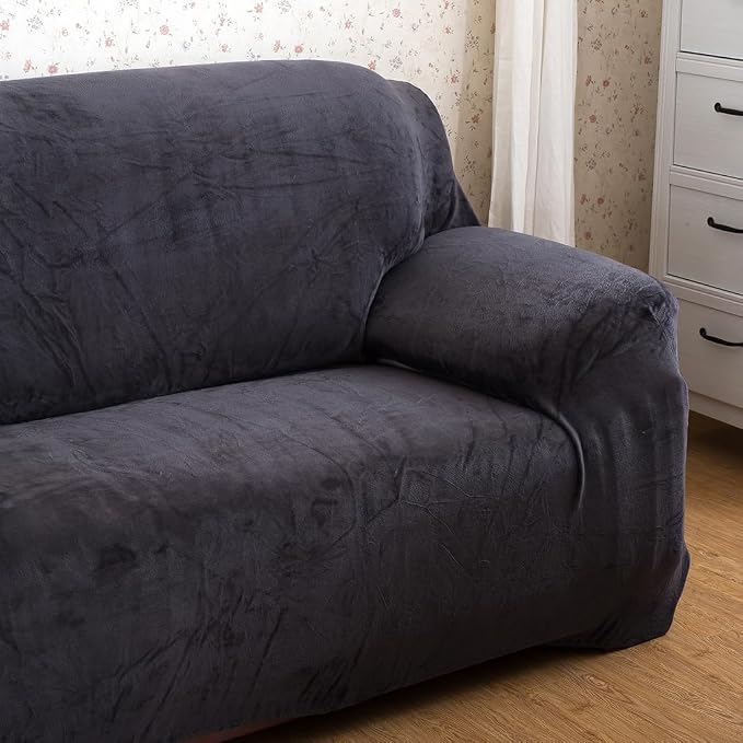 vctops 1-Piece Velvet Plush Stretch Sofa Slipcover - Image 3