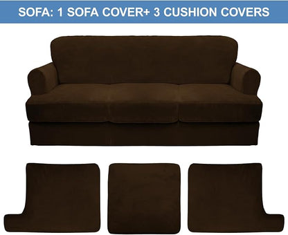 CUCRAF T Cushion Sofa Cover 4 Piece Slipcovers, Soft Thick Velvet Couch Cover - Image 5