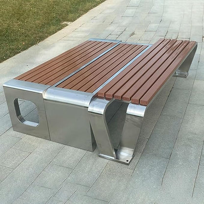 LITFAD Outdoor Indoor Bench Stainless Steel Metal Park Bench - Image 6