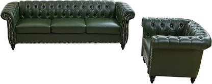 QHITTY 2 Piece Living Room Set, Chesterfield Sectional Sofa Chair Contemporary - Image 9