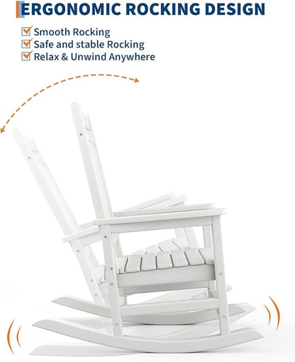 GarveeLife Poly Lumber Rocking Chair Outdoor Set of 2 - Image 4