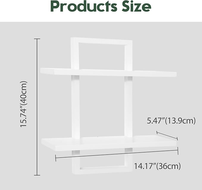 PHOENANCEE Floating Shelves for Wall, Display Hanging Shelf Set of 2, Modern - Image 3