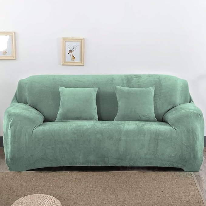 vctops 1-Piece Velvet Plush Stretch Loveseat Sofa Slipcover by vctops