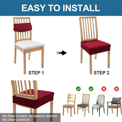 Smiry Waterproof Seat Covers for Dining Room Chairs Set of 8, Stretch Jacquard - Image 5