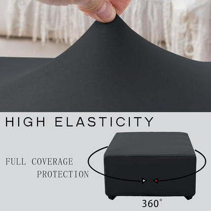 Super Stretch 40x40x15 inch Square Ottoman Cover- Soft Form Fit Ottoman Cover - Image 5